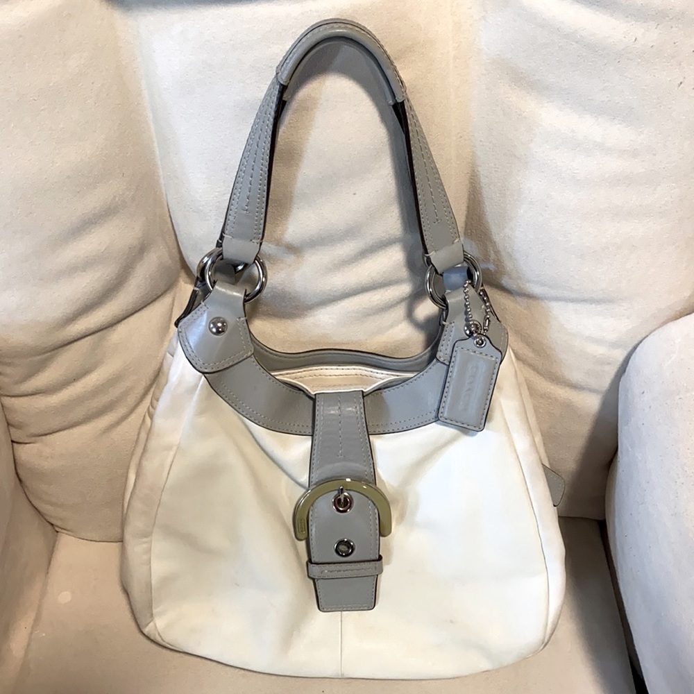 Coach purse. White and grey.